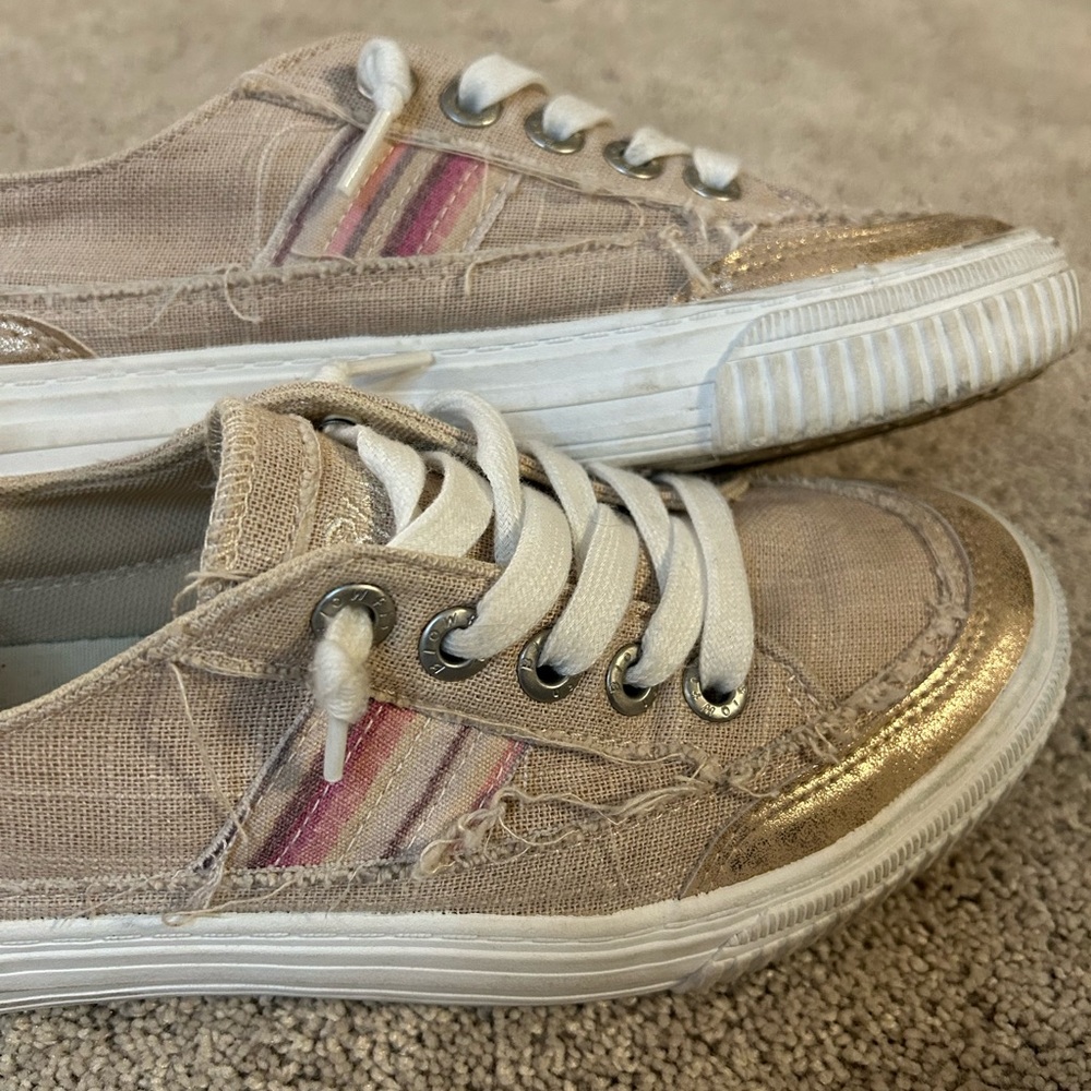 Blowfish Slip-On Sneakers - Beige with Pink and Gold Accents - Picture 3 of 5
